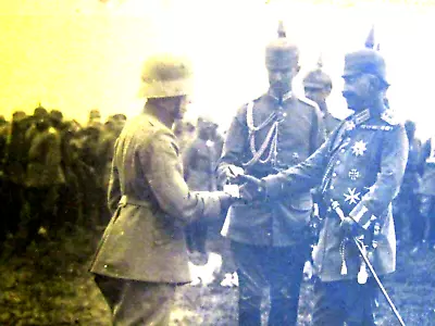 Postcard-WW1-Kaiser Wilmelm Presenting Medal=spiked Helmet (picklegraub-sword • $49