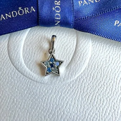 Authentic Pandora Bright Star Blue Crystal Pendant Charm #396376NSBMX • $36