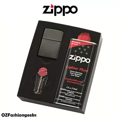 Zippo Lighter 150 Black Ice Lighter With Fluid And Flints 90150GP PI • $77.50