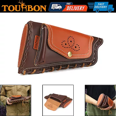 Tourbon Leather Rifle Cheek Rest Stock Cover Slip-on Recoil Pad Side Knife Pouch • $82.99