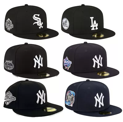 $32.99 • Buy NEWERA NEW ERA 59FIFTY 5950 Fitted CAP *SIDE PATCH* Yankees Dodgers BLACK LABEL