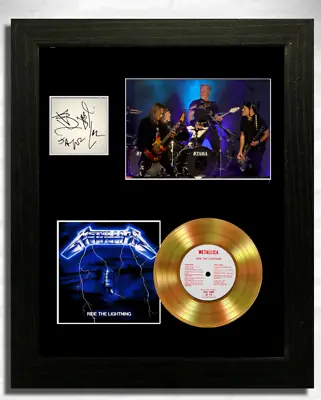 METALLICA Ride The Lightning  GOLD Mini RECORD Style CD Display Framed. • £18.99