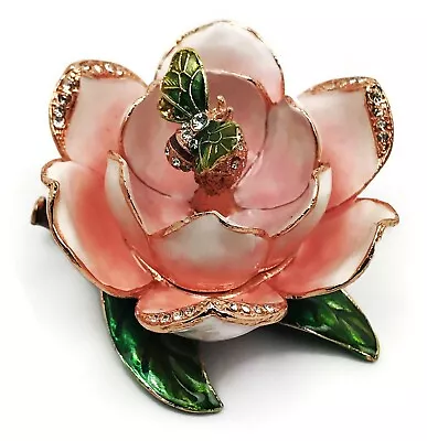 Pink Flower Bee Decorative Jewelry Trinket Box Decor Collectible Figurine. • $34.99