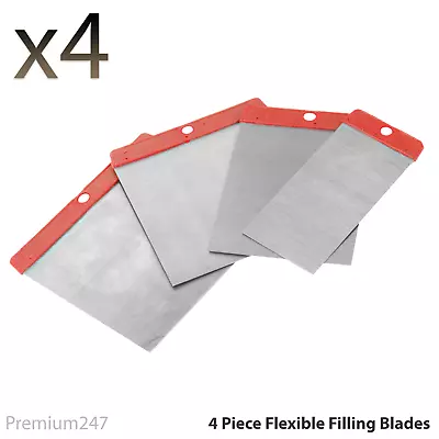 4 Piece Filling Knives Set Flexible Carbon Steel Blade Putty Filler All Sizes • £2.69