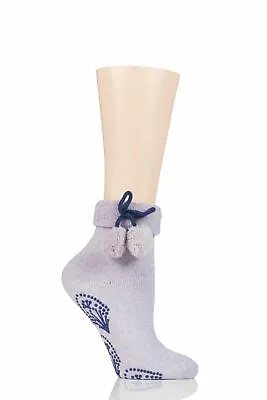 £8.99 • Buy Ladies 1 Pair Elle Wool Mix Slipper Socks With Pompoms