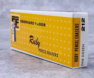 Vintage Eberhard Faber Ruby Pencil Erasers 212 NOS With Box 10 Pcs • $10