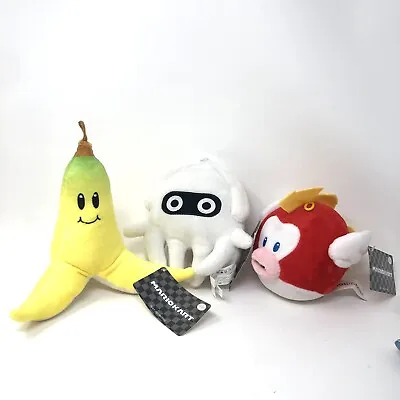 Set Of 3 Super Mario Kart - Banana Flying Fish & Squid Nintendo Plush 4-6 Inch • $25.95