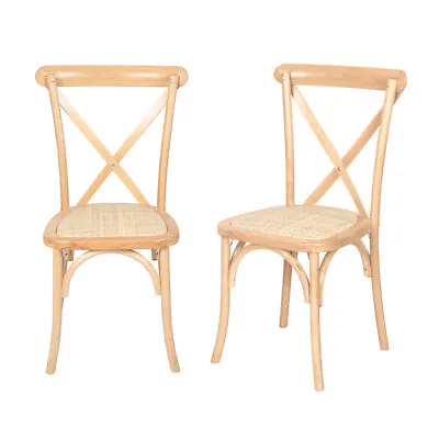$289.99 • Buy Levede X2 Dining Chairs Provincial Cross Back Chair Wooden Mid Century Rattan