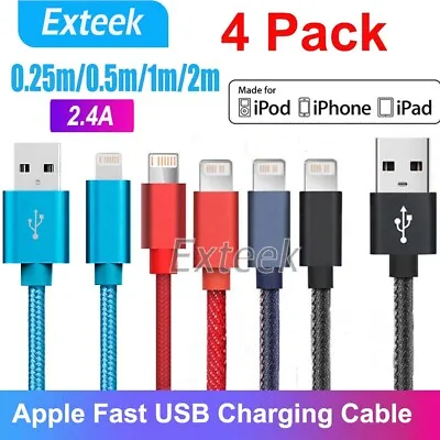 $4.99 • Buy 4X Fast USB Cable Charger Charging Cord For Apple IPhone 7 8 X 11 12 13 Pro IPad