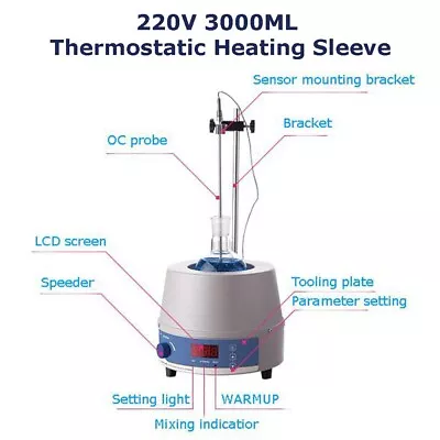 220V 3000ML Electric Digital Heating Mantle With Magnetic Stirrer Premium • $204.70