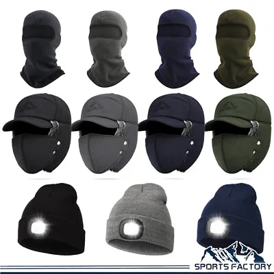 Winter Fur Ear Flap Trapper Hat Full Face Mask Balaclava Light Up Beanie Cap Men • $10.99