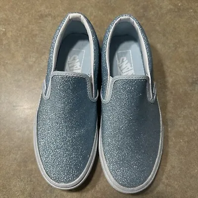 Vans Classic Slip-On Blue Glitter Sneaker NEW Size 6 Womens 4.5 Men’s  Awesome • $65