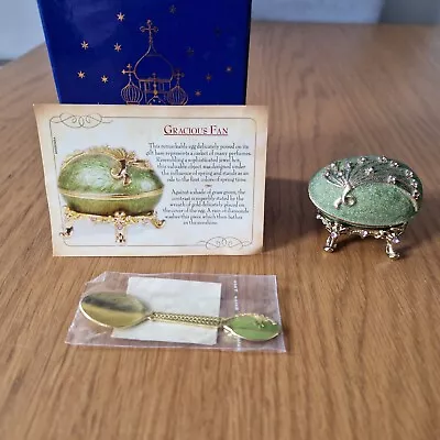 ATLAS EDITIONS FABERGE EGG & SPOON ENAMEL ORNAMENT TRINKET BOX ‘Gracious Fan’ • £5.99