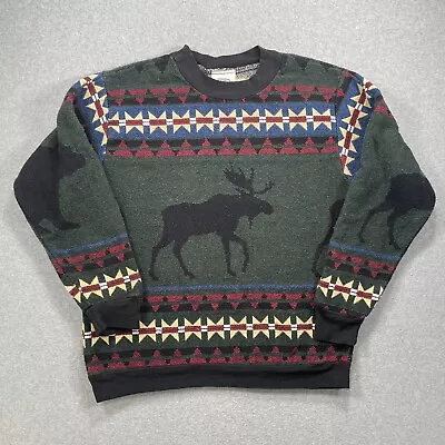Sugar Street Weavers Pullover Sweater Bear Moose Crews Neck Fits Like XL • $49.50