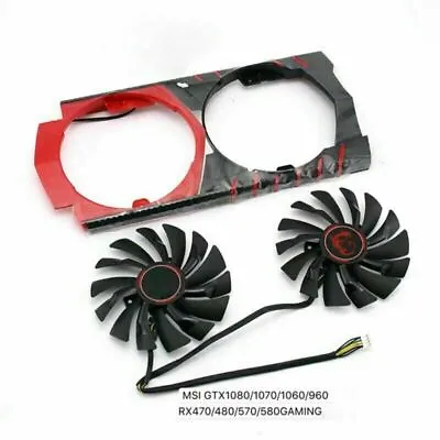 Pair Fans Cooler Fan For MSI GTX 1080 1070 1060 960 RX570 580 PLD10010S12HH 95mm • $22.91