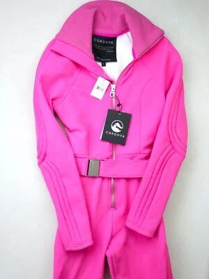 $664.99 • Buy CORDOVA Womens The Modena Belted Quilted Striped Ski Suit Medium Bright Pink