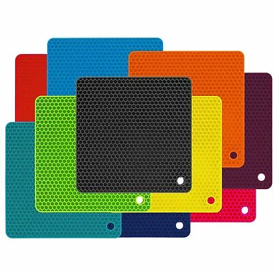 £2.99 • Buy Square Silicone Trivet Mat Heat Resistant Pan Holder Design Heavy Duty HoneyComb