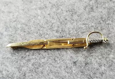 Vintage Anson Sword Gold Tone Tie Clip Double Sided Pat 2492254 Men's Jewelry • $18.99