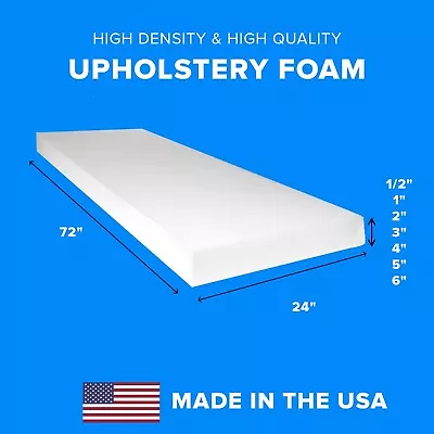 $24.95 • Buy High Density Upholstery Foam Seat Couch Cushion Replacement - 24  X 72 