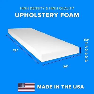 High Density Upholstery Foam Seat Couch Cushion Replacement - 24  X 72  • $34.95