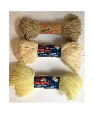 Caron Craft & Rug Yarn Lot Taupe Light Yellow Cream 3 Skeins 1.6oz/ea • $5.89