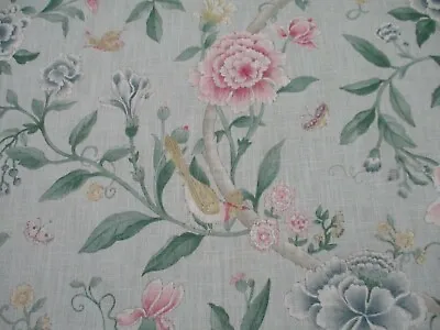 £54.99 • Buy Sanderson Curtain Fabric 'PORCELAIN GARDEN' 2 METRES (200cm) ROSE/DUCK EGG