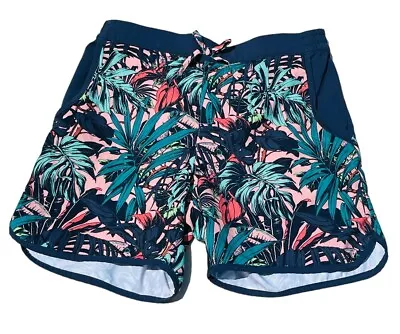 Columbia Shorts Girls  Large 14/16 Blue Floral Tropical Plants Athletic Active • $11.98