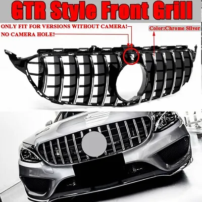 Front Grill Grille W/o Camera Hole For Mercedes C-Class W205 C200 C250 C300 C350 • $144.59