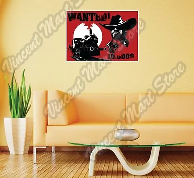 Wild West Train Outlaw Bandit Reward Wall Sticker Room Interior Decor 25 X20  • £19.29
