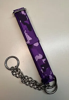 Martingale Half Check Choke Chain Adjustable Dog Collar In PURPLE Camouflage • £7.15