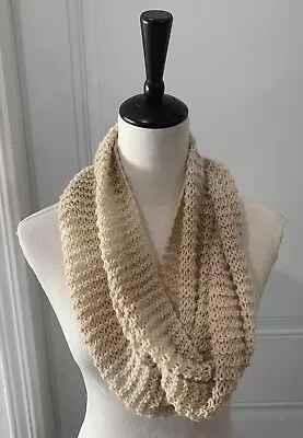 Handmade Beige Cream Infinity Scarf Open Knit Romantic Gift Boho Ombré • $19.99