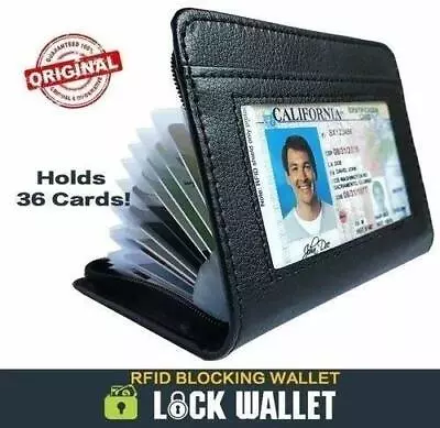 Fashion Lock RFID Wallet Slim Credit Cards Holder Leather Secure Blocking Wallet • $8.48