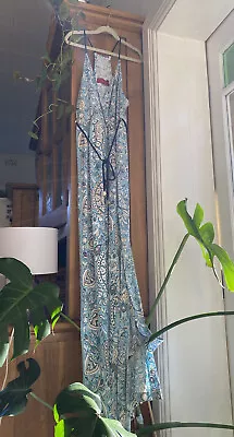 $31.90 • Buy Tigerlily Strappy  Racerback Faux Wrap Maxi Dress Blue Paisley Size Aus 8
