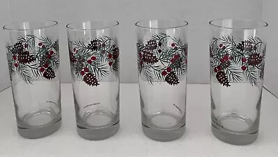 Vtg 1993 Marshall Fields Dayton Hudson Christmas Pine Cone Glasses Set Of 4 • $28