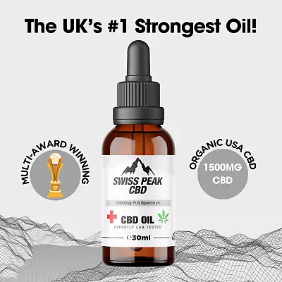 1500mg!!! Of CBD Award-Winning CBD Oil By Swiss Peak Sleep Anxiety & Stress • £24.99