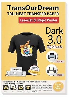 TRU HEAT Iron/Press On  Transfer Paper  Dark T Shirts Dark 3.0 Laser/Inkjet • $18