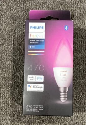 $50 • Buy Philips Hue P45 E14 LED 470Lm Colour 6W Smart Candle Bulb Bluetooth