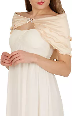 BlackButterfly Satin Shawl Cape Wrap Wedding Bridesmaid Prom Stole Pashmina • £8.99