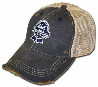 Pabst Blue Ribbon Retro Brand Distressed PBR Beer Trucker Hat Official Licensed • $26.99