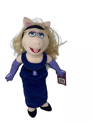 Muppets Plush Miss Piggy 2003 Blue Dress Pearls Gloves 15 Inch Sababa Jim Henson • $25