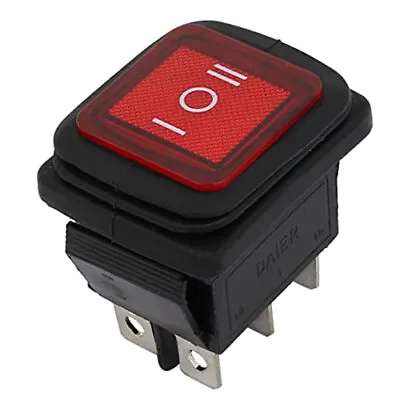 Waterproof 3-Position Rocker Switch RED LED ON/OFF/ON 6-Pin DPDT AC 10A/250V • $7.45