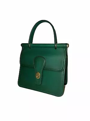 Coach Willis 18 Vintage Style Green Leather Crossbody Bag W/ Brass Detail • $250