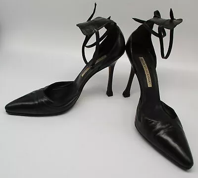 Manolo Blahnik Nappa Leather Ankle Strap Pumps Sz 37  • $85