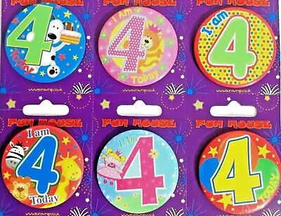 Birthday Badge 4th Birthday 4 Today Children's Party Gift Present Boys Girls • £2.60