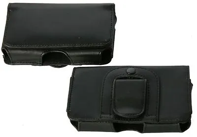 Alcatel Pop C1 Universal Side-Carry Leather Pouch In Black With Belt Clip & Loop • $17.95