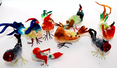 Vintage Lot Of 8 Spun Puff Cotton Chenille Easter Multicolor Birds 2.5 To 3.5'' • $14.99