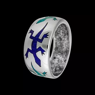 Size 11 - Turquoise And Lapis Lazuli Gecko Band • $77