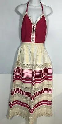 Vintage  Dress XS  Folk Mexican Georgias Boutique Yucatan Pink White • $85
