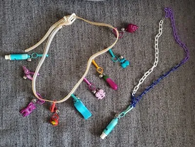 Vintage 1980's Plastic Clip On Bell Charms Chain Necklace & Belt Toy RETRO • $23.99