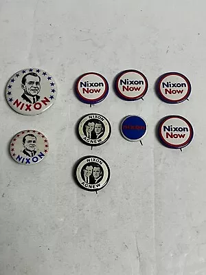 VINTAGE Lot Of 9 Nixon Presidential Campaign Election Pinback Round Button • $8.19